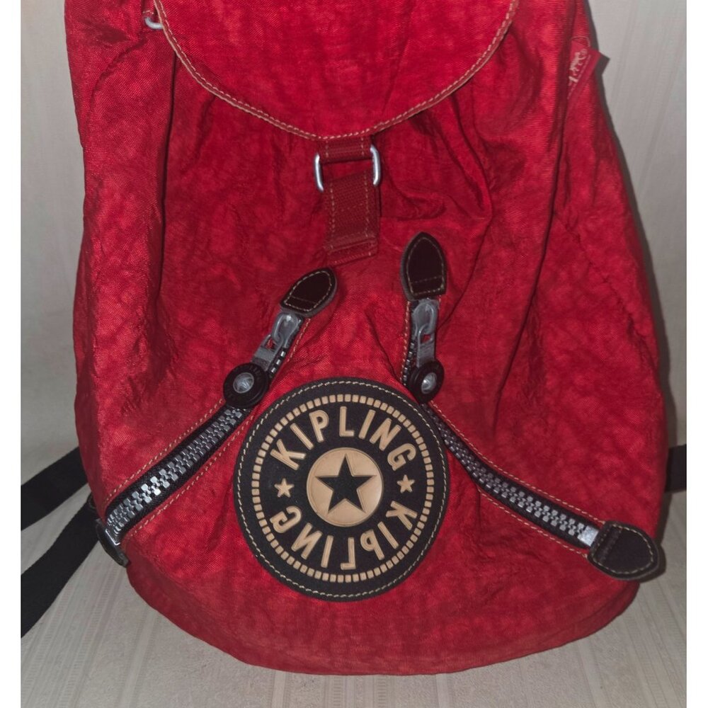 Kipling Red Backpack With Drawstring No Monkey - image 2